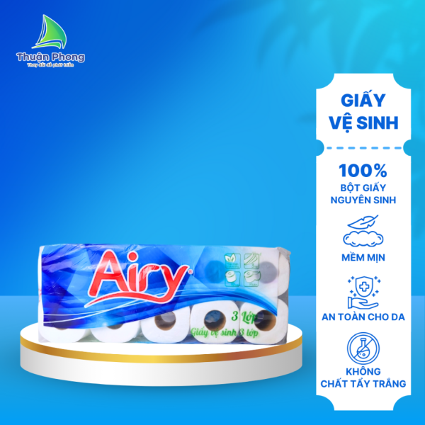 Giấy vệ sinh Airy 10 cuộn 3 lớp lõi