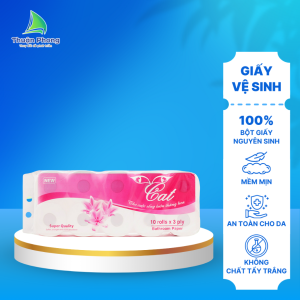 Giấy vệ sinh Cat hồng 10 cuộn 3 lớp lõi