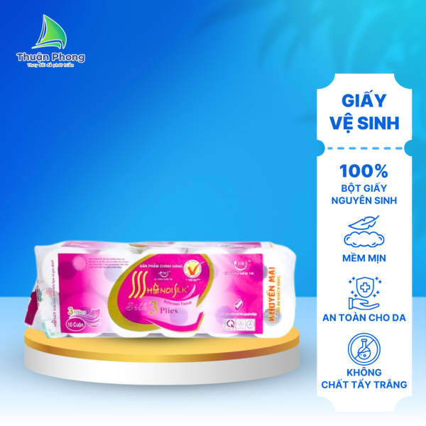 Giấy vệ sinh Hà Nội Silk 10 cuộn 3 lớp có lõi