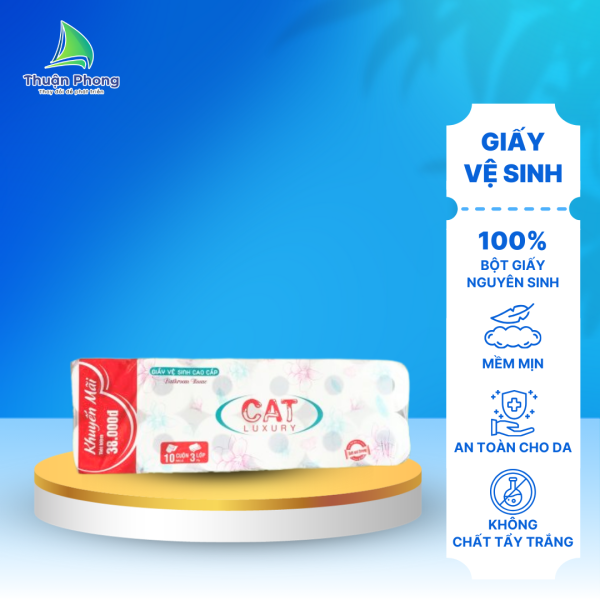 Giấy vệ sinh Cat cao cấp 3 lớp 12 cuộn có lõi