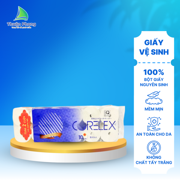 Giấy vệ sinh Corelex cao cấp 10 cuộn 3 lớp