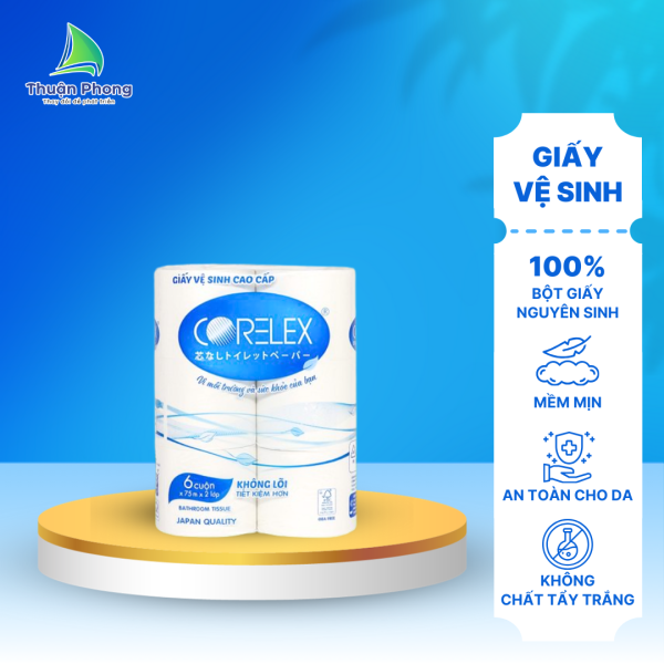 Giấy vệ sinh Corelex cao cấp không lõi 6 cuộn